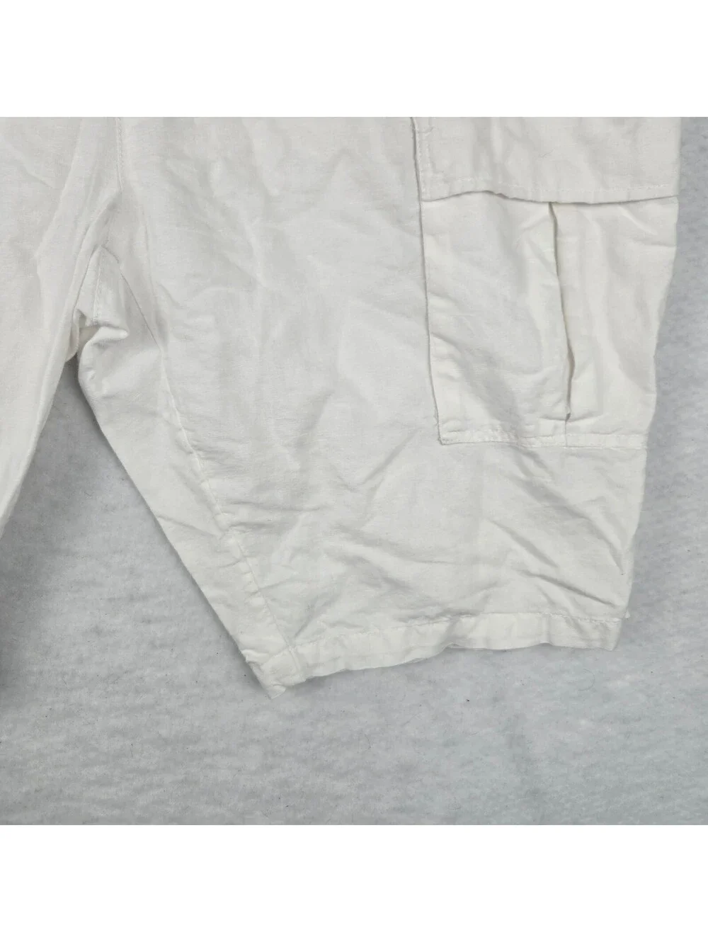 Sean John Men's White Linen Cotton Cargo Shorts Size 42 with Drawstring Waist
